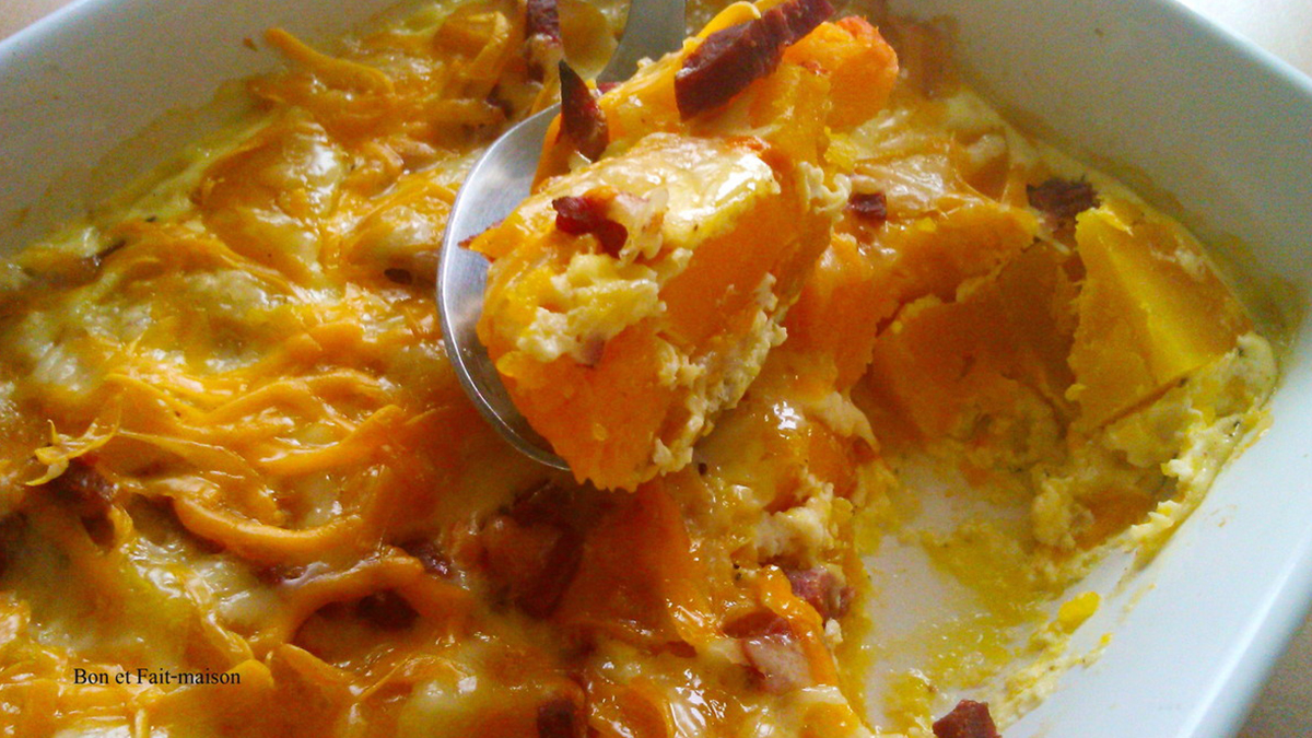 Gratin de courge pignon parmesan et bacon