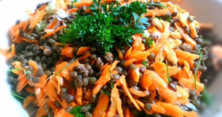 Lentilles, carottes, chèvre et cumin
