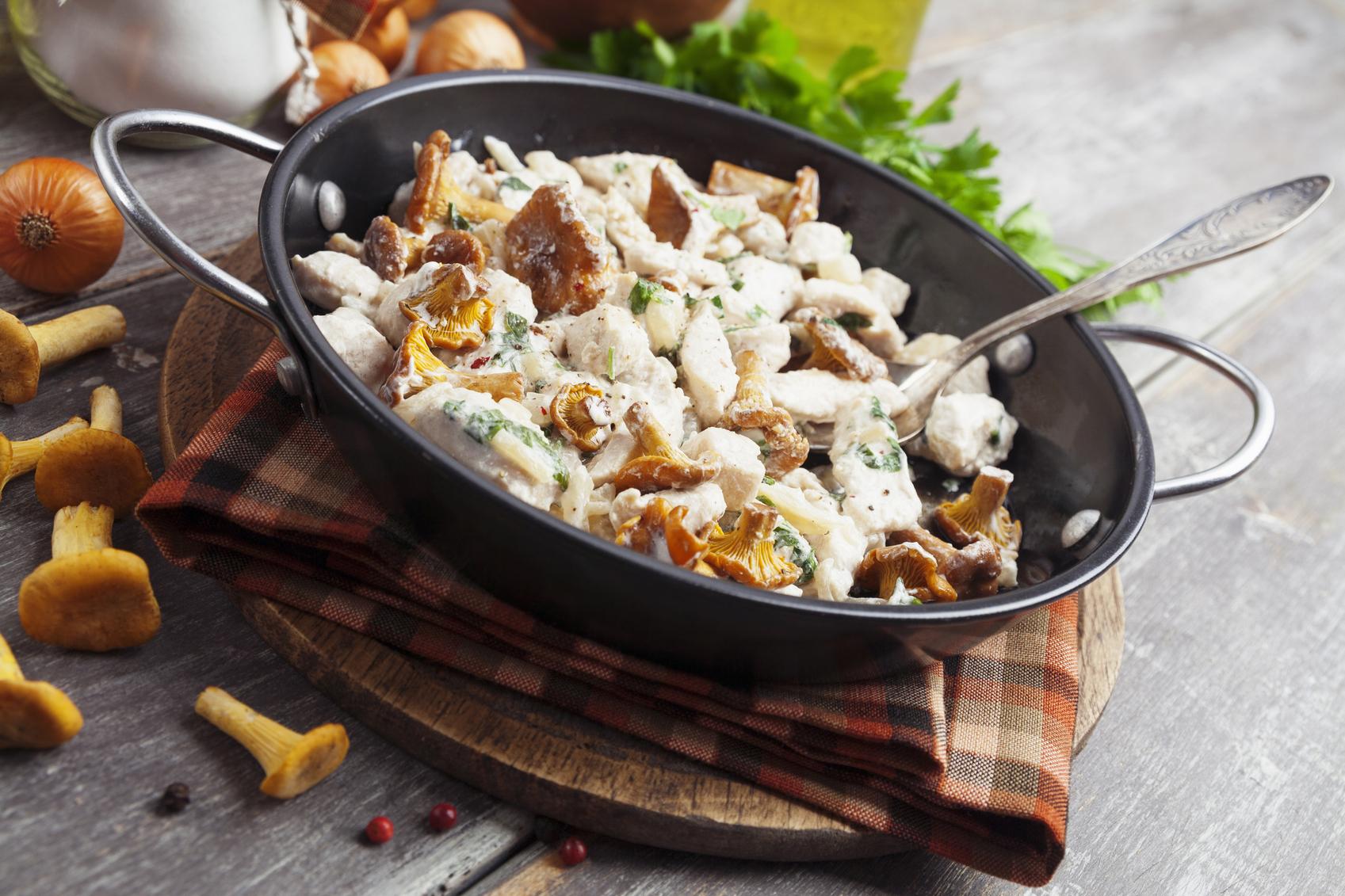 Poulet à la crème, champignons & Ebly