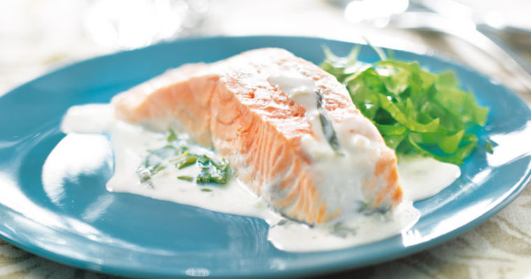 Pavé de saumon à l’oseille & riz